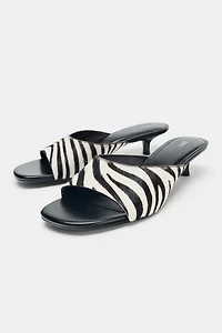 ANIMAL PRINT LEATHER KITTEN MULES