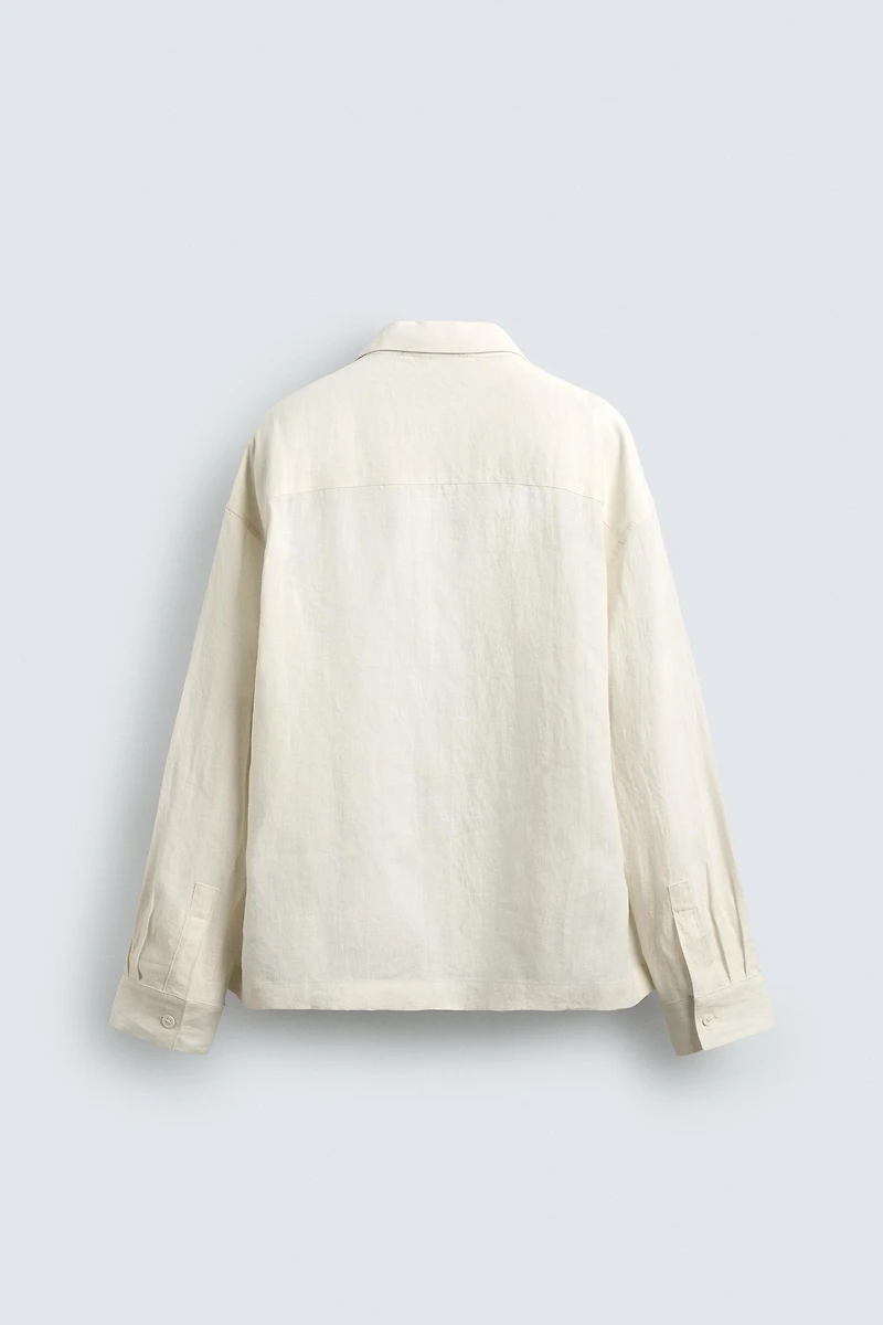 CHEMISE RELAXED FIT 100% LIN POCHES PLIS