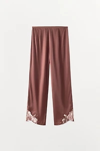 SATIN LACE PAJAMA TROUSERS
