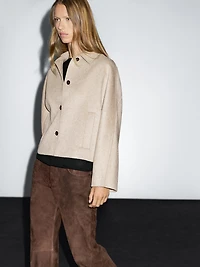 Cropped wool blend jacket