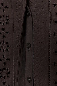 PUFF SLEEVE SHIRT WITH PERFORATED EMBROIDERY
