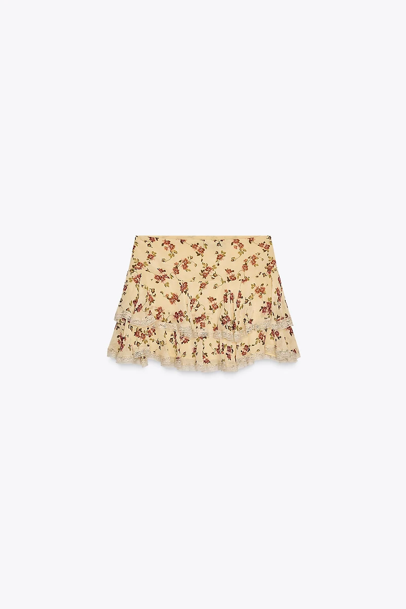FLORAL RUFFLE MINI SKIRT