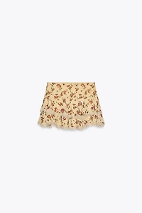 FLORAL RUFFLE MINI SKIRT