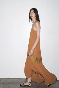 ZW COLLECTION WRINKLED EMBROIDERED DRESS
