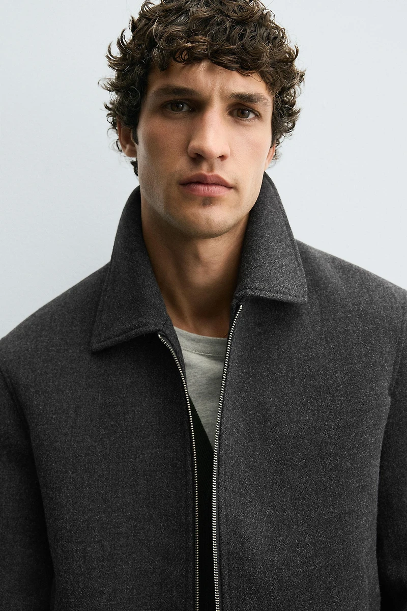 ZIP-UP WOOL EFFECT JACKET