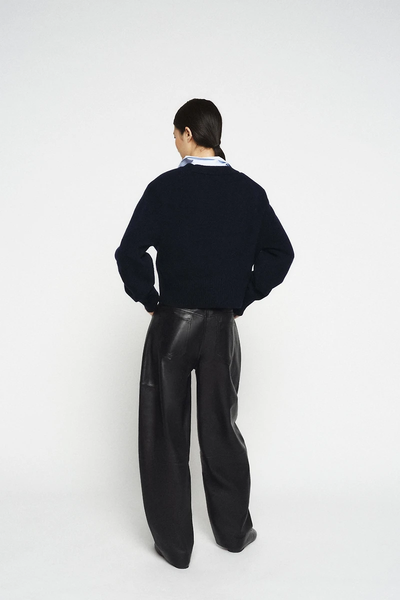 ZW COLLECTION LIMITED EDITION LEATHER BARREL PANTS