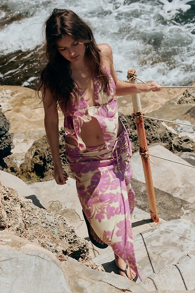 PRINTED MIDI SKIRT WITH SLIT