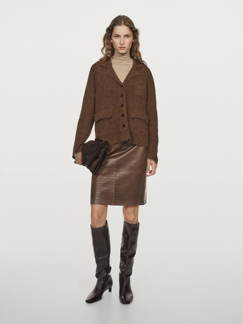 Alpaca blend knit cardigan with pockets