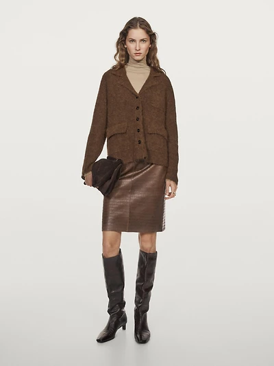 Alpaca blend knit cardigan with pockets