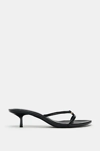 METALLIC DETAIL KITTEN HEEL SANDALS