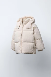 WATER REPELLENT HOODED PUFFER JACKET