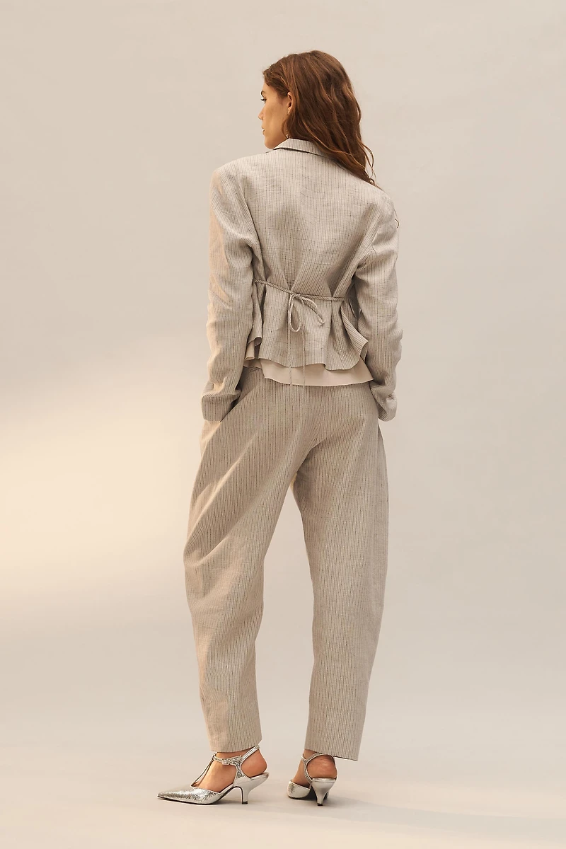 LIMITED EDITION LINEN BLEND STRIPED PANTS