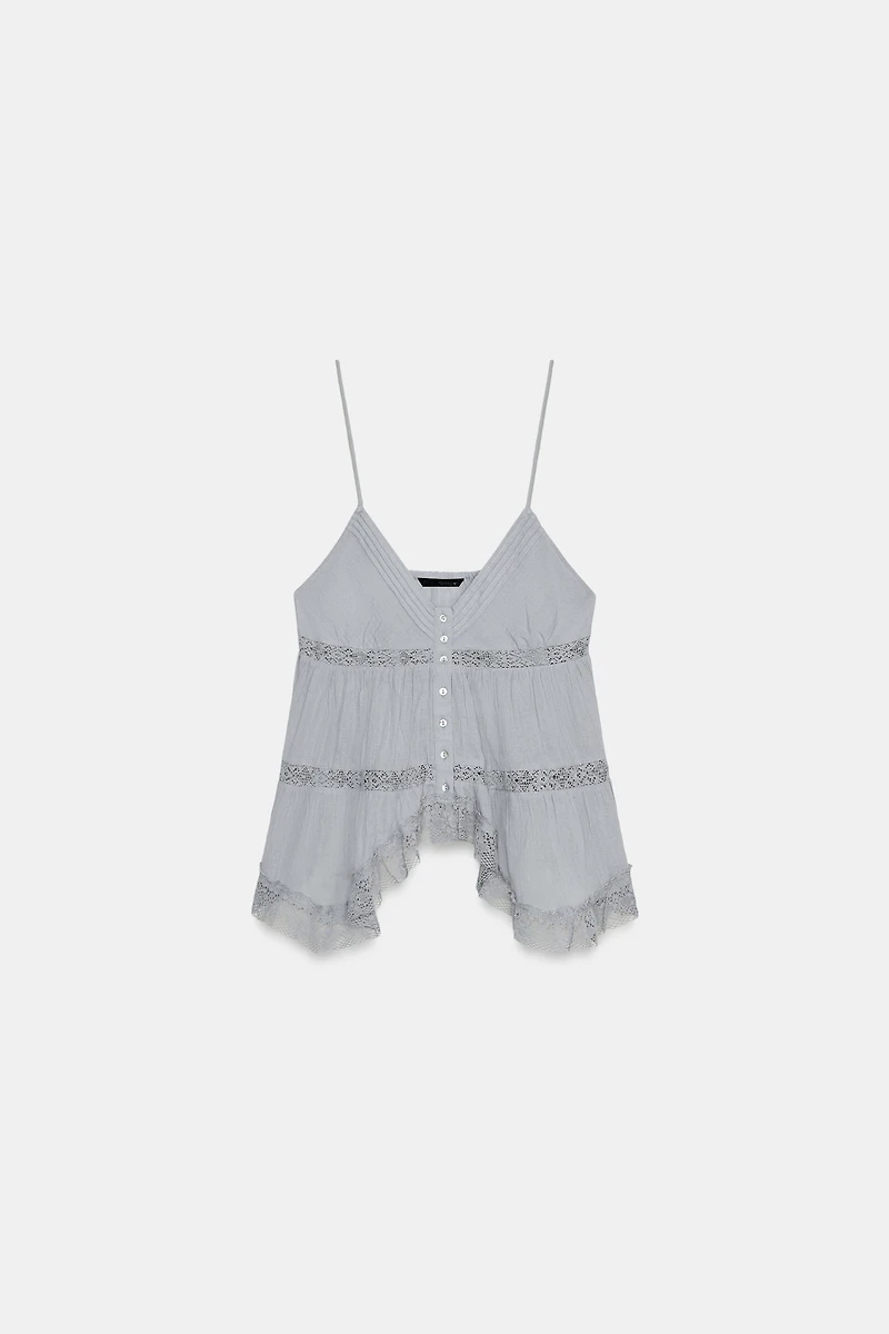 EMBROIDERED STRAP TOP