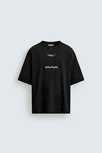 SHORT SLEEVE TEXT PRINT SWEATSHIRT
