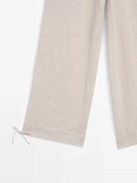 Pantalon bouffant gaufré 100 % lin