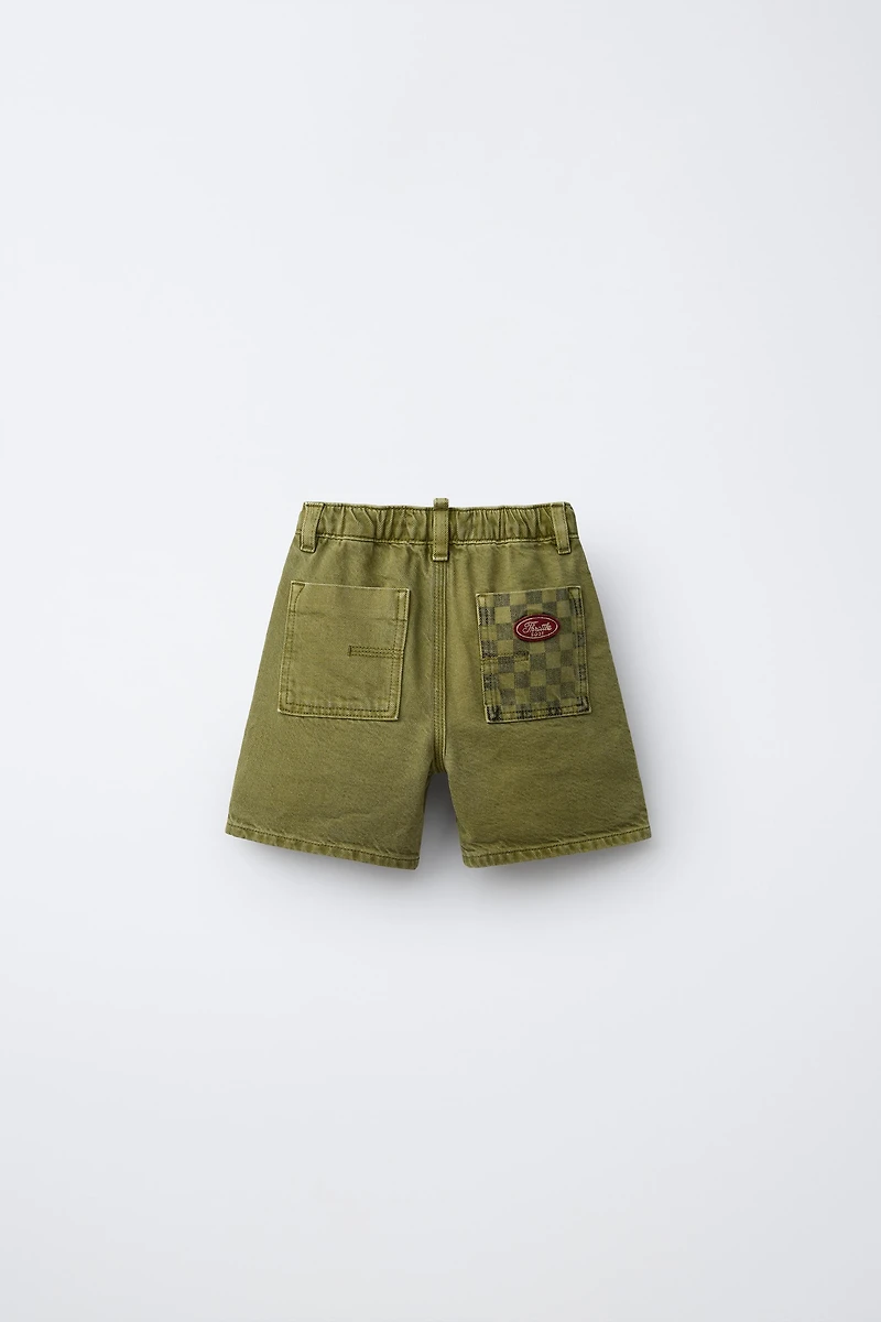 PLAID POCKET TWILL SHORTS