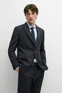 Striped 100% cool wool suit blazer