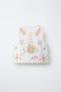 EMBROIDERED NEON FLOWER VEST