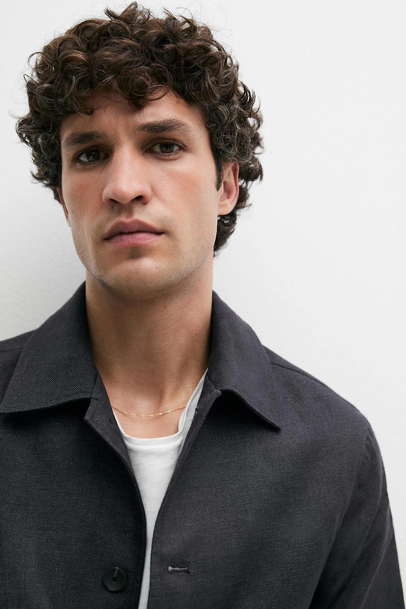 100% linen total look melange overshirt