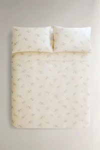 SATEEN DUVET COVER WITH FLORAL BOUQUETS