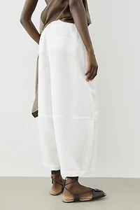 Flowing linen blend pants with seams