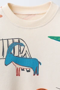 ENSEMBLE DE JOGGING AVEC SWEAT ET PANTALON JOGGER À IMPRIMÉ ANIMALIER