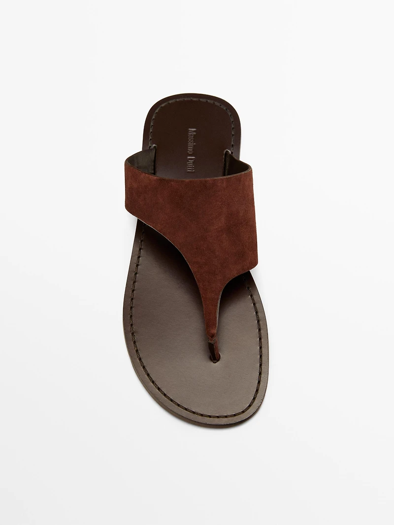 Split leather toe divider sandals