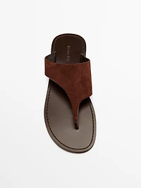 Split leather toe divider sandals