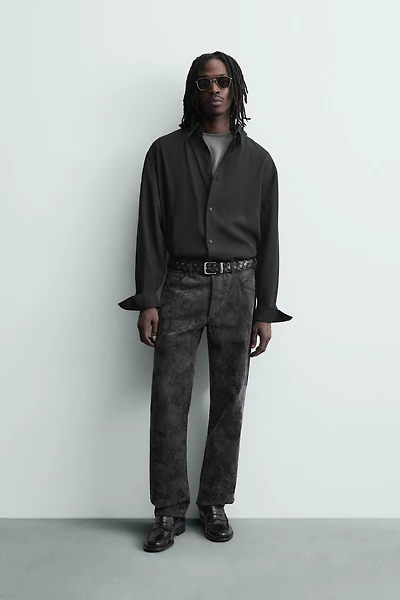 ABSTRACT JACQUARD STRAIGHT FIT JEANS