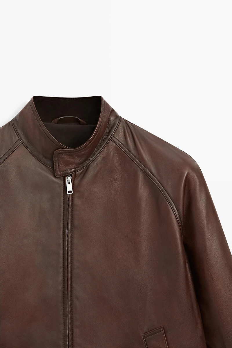 Nappa leather high-neck jacket
