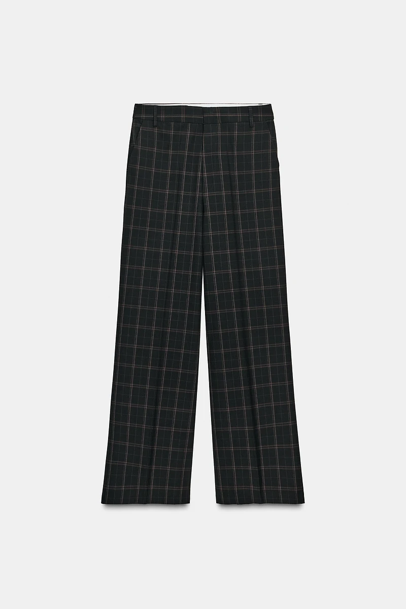 HIGH-WAISTED PLAID PANTS