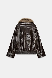 SHINY FAUX FUR COLLAR JACKET ZW COLLECTION