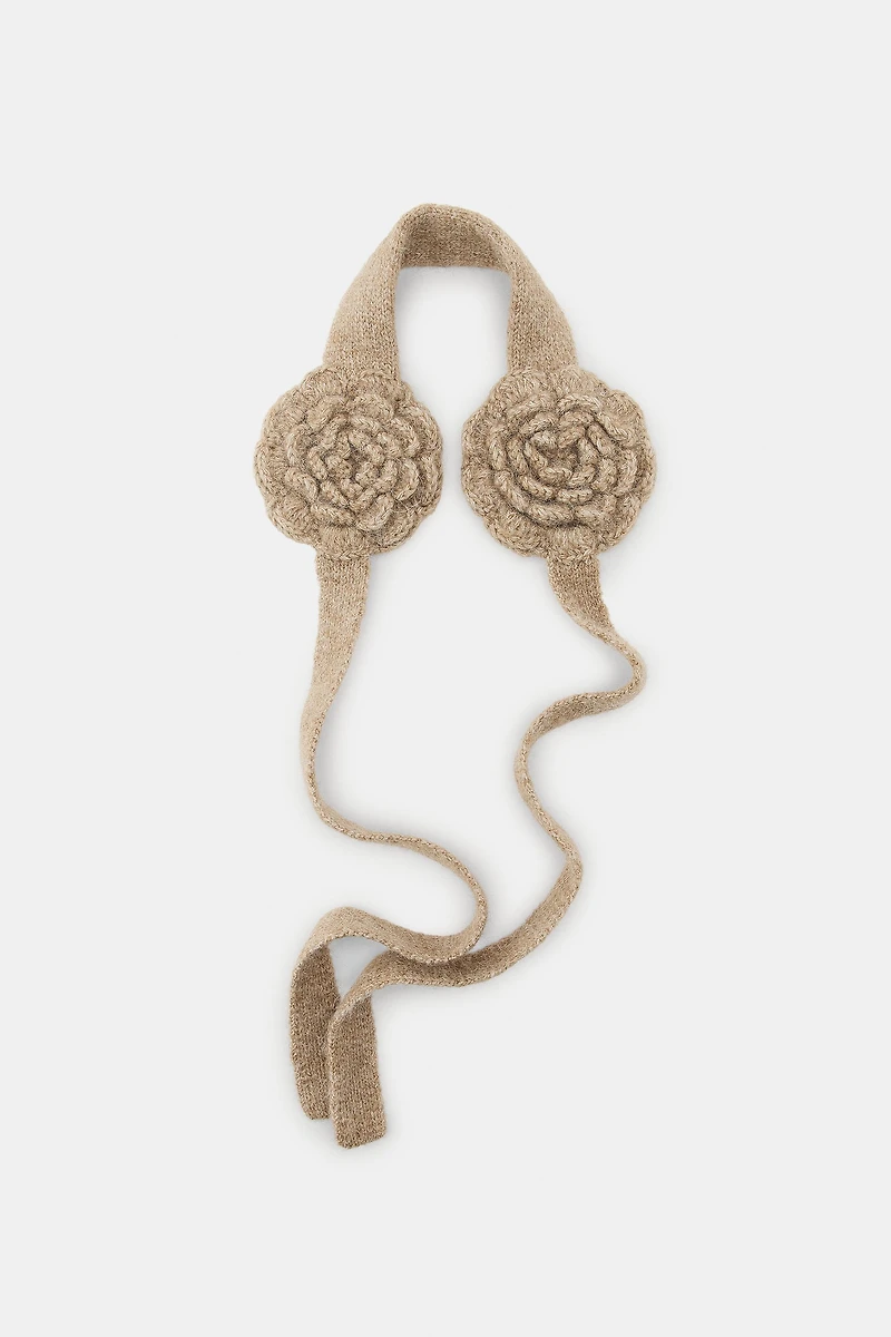 CROCHET KNIT TIE EAR MUFFS