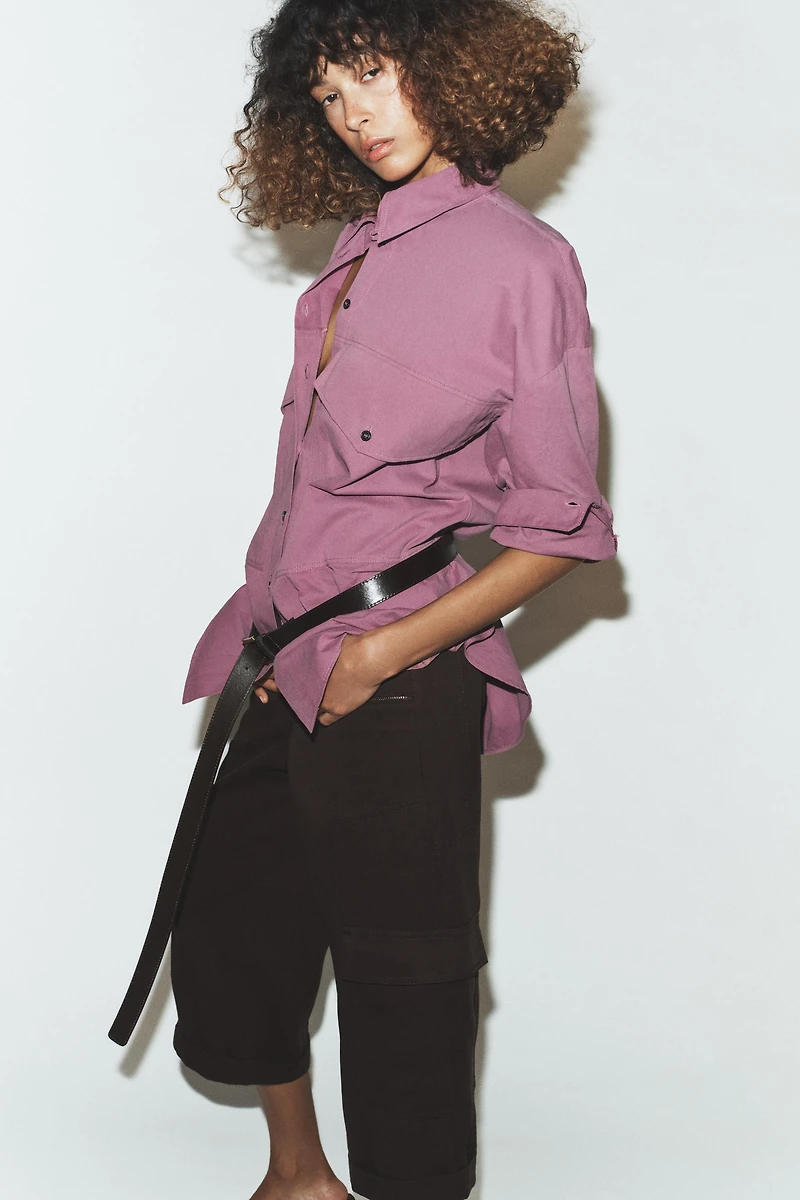 CHEMISE OVERSIZE À COL MONTANT