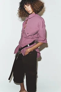 CHEMISE OVERSIZE À COL MONTANT