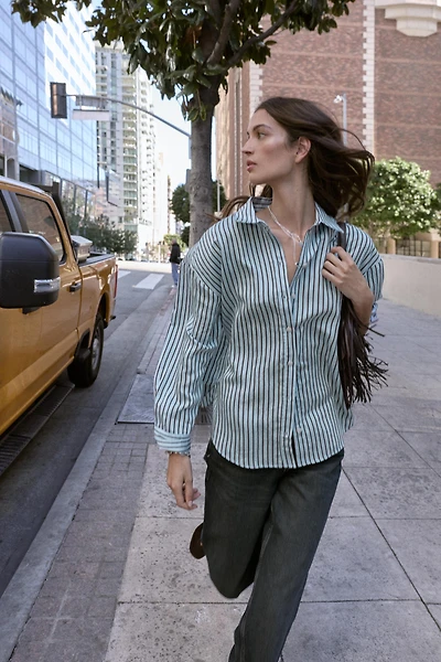 OVERSIZED STRIPED POPLIN SHIRT