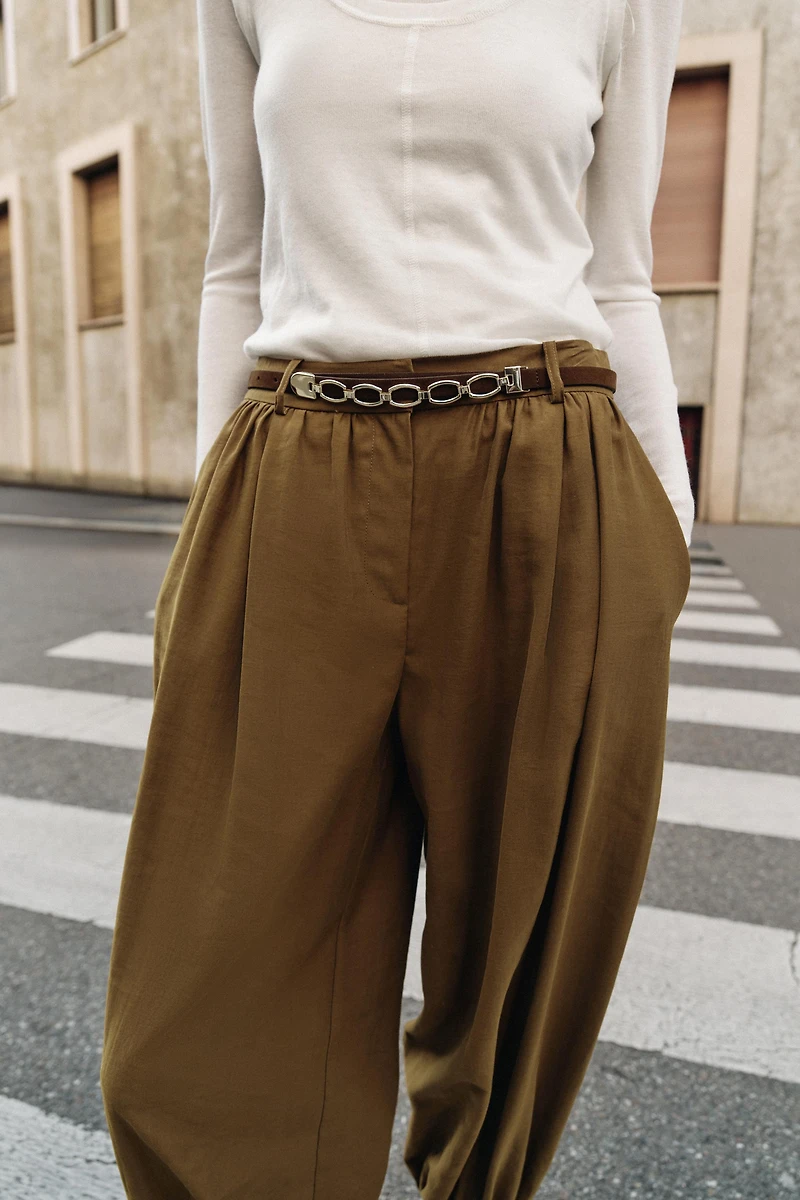 CHAIN BELT BALLOON PANTS