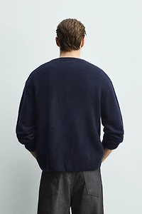 100% WOOL DIAMOND PATTERN CARDIGAN