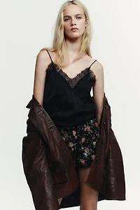 SATIN EFFECT LACE TOP