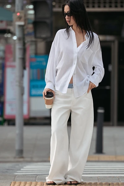 CHEMISE OVERSIZE GAZE POCHE
