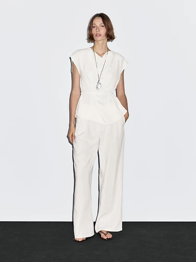 Pantalon wide leg à double pince