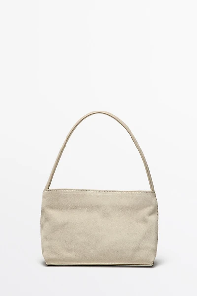 Split suede leather shoulder bag