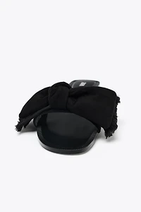 SPLIT LEATHER BOW SANDALS