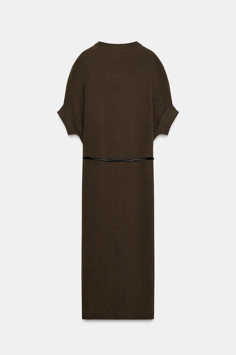 KNIT BELTED DRESS