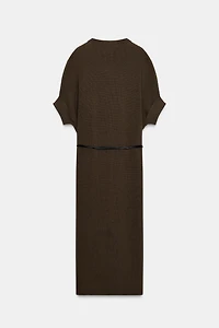 KNIT BELTED DRESS