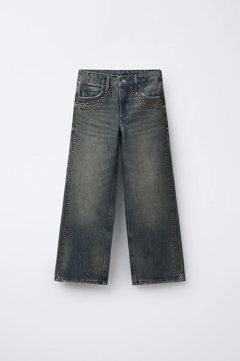 WIDE LEG JEANS WITH STUDS