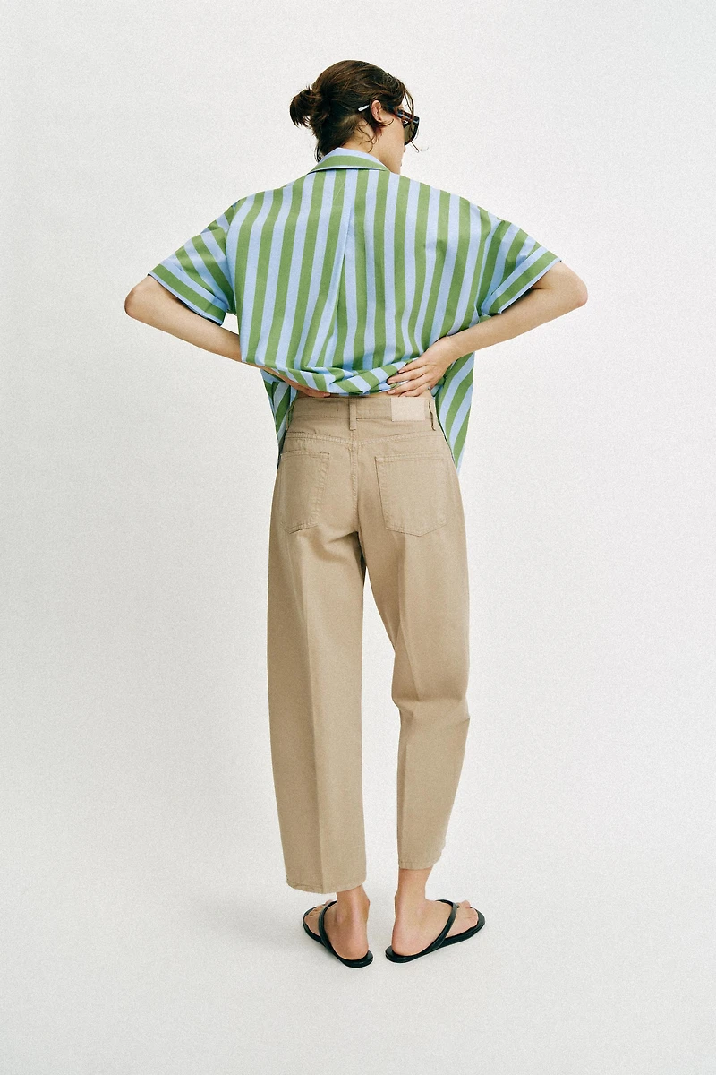 IRONED STRIPE BARREL PANTS
