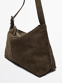Split suede leather crossbody bag