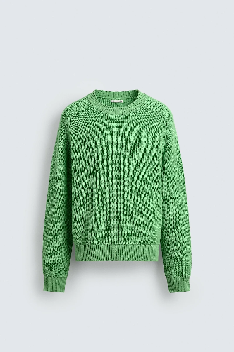 TEXTURED COTTON-CASHMERE SWEATER