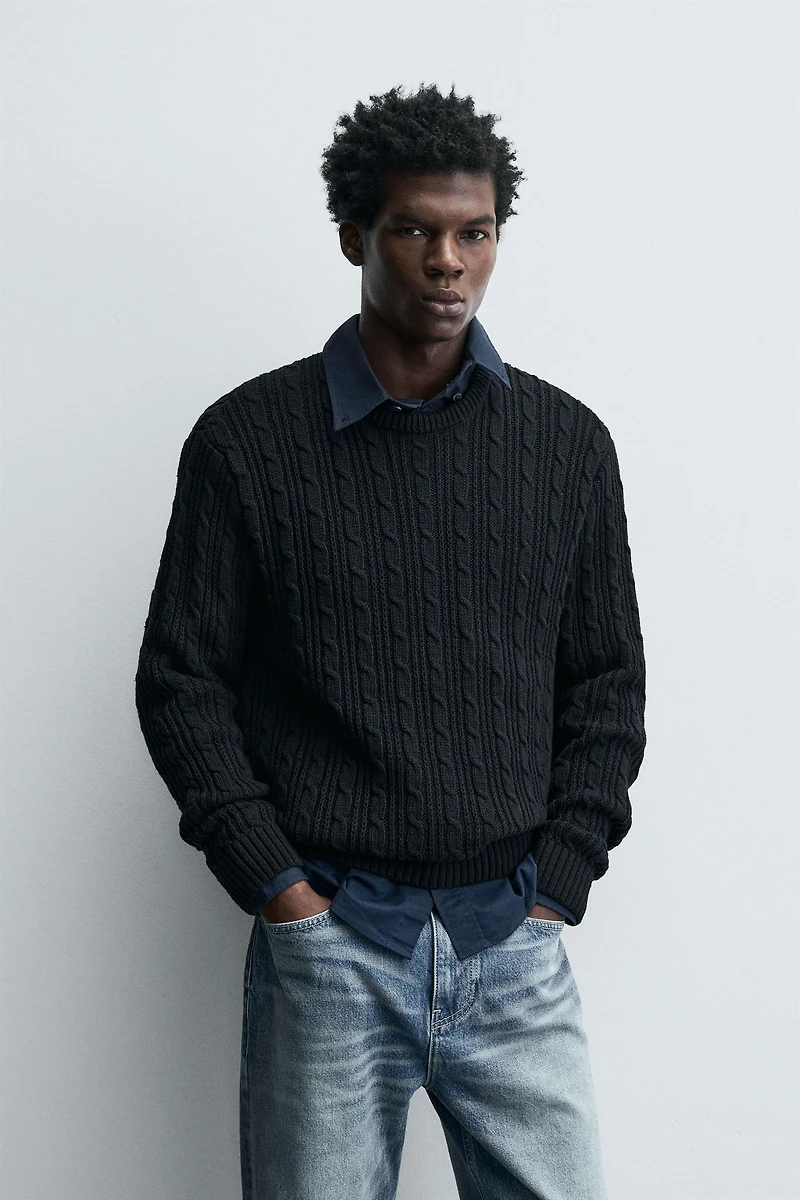 TEXTURED WOVEN SWEATER